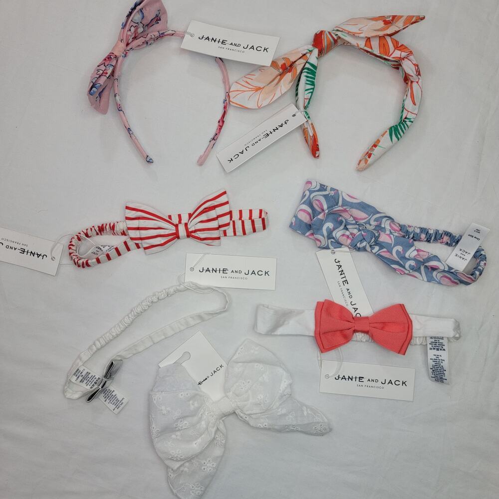 Janie and Jack Lot of 7 Girls Bow Headbands and Hair Pieces